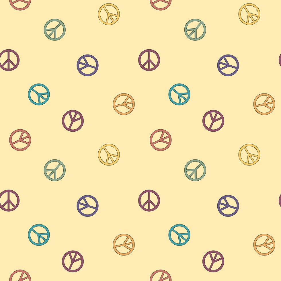 Seamless pattern with colorful symbol of peace on beige background vector