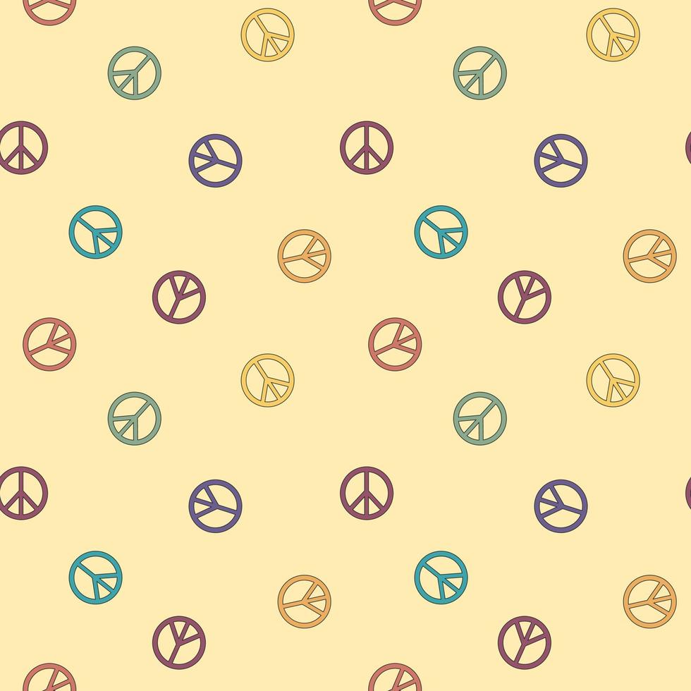 Seamless pattern with colorful symbol of peace on beige background vector