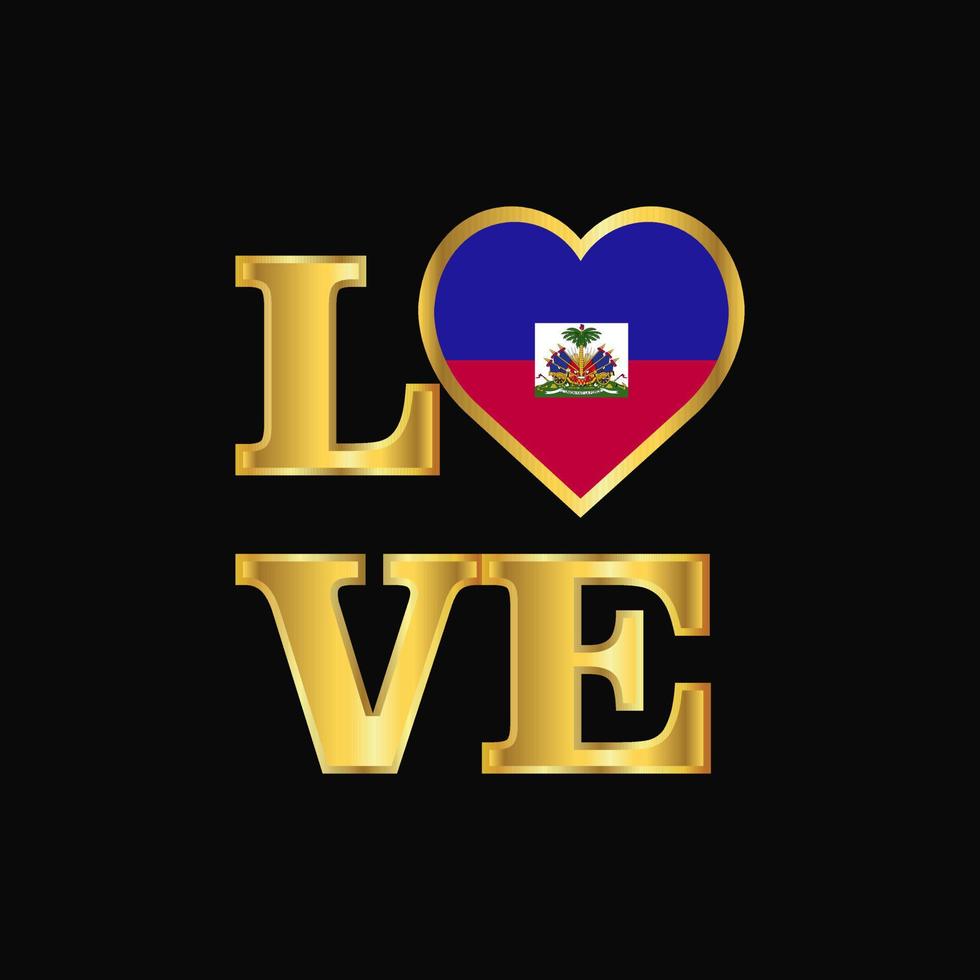 Love typography Haiti flag design vector Gold lettering