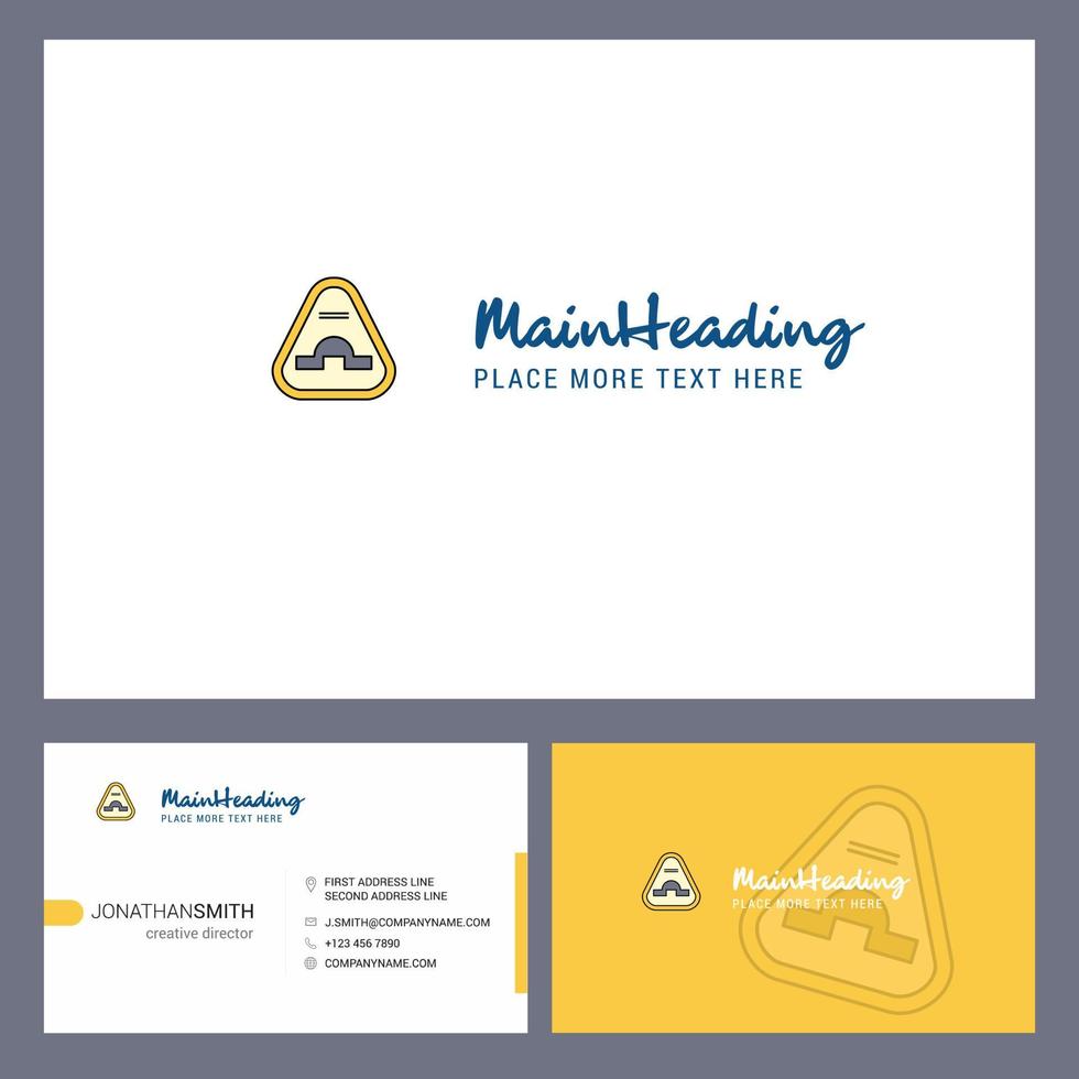 Jump road sign Logo design with Tagline Front and Back Busienss Card Template Vector Creative Design