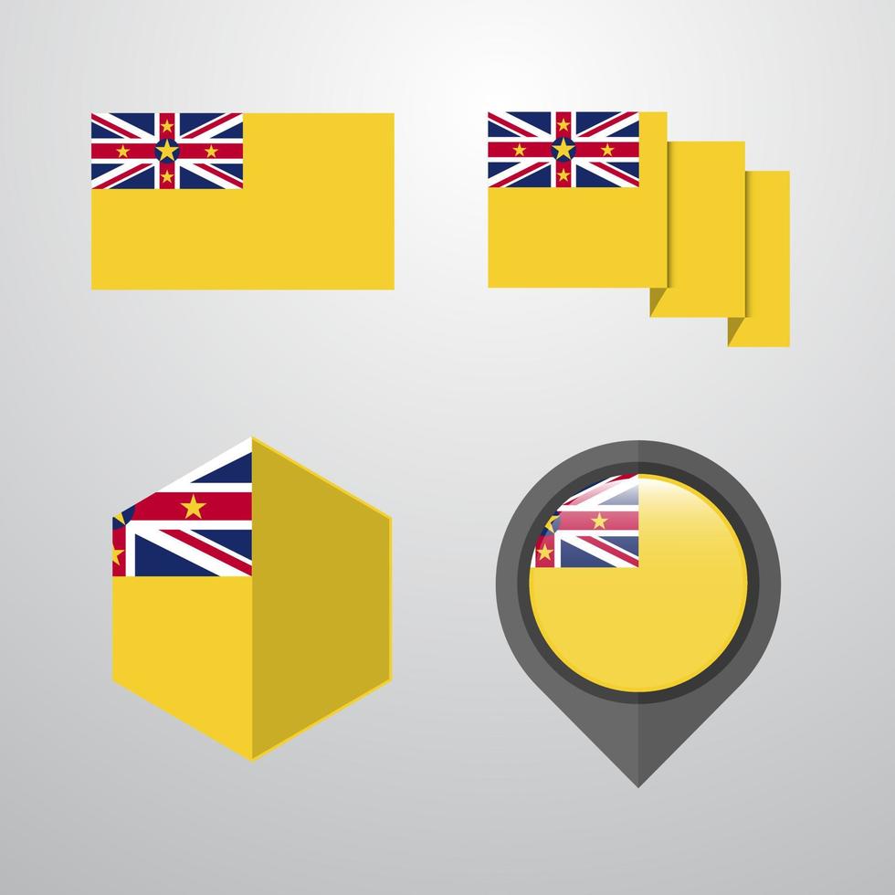 Niue flag design set vector