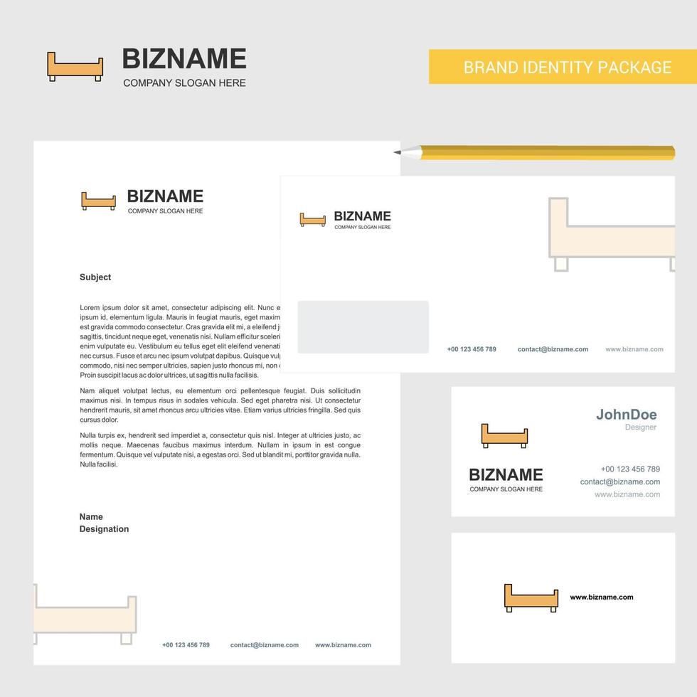 Bed Business Letterhead Envelope and visiting Card Design vector template