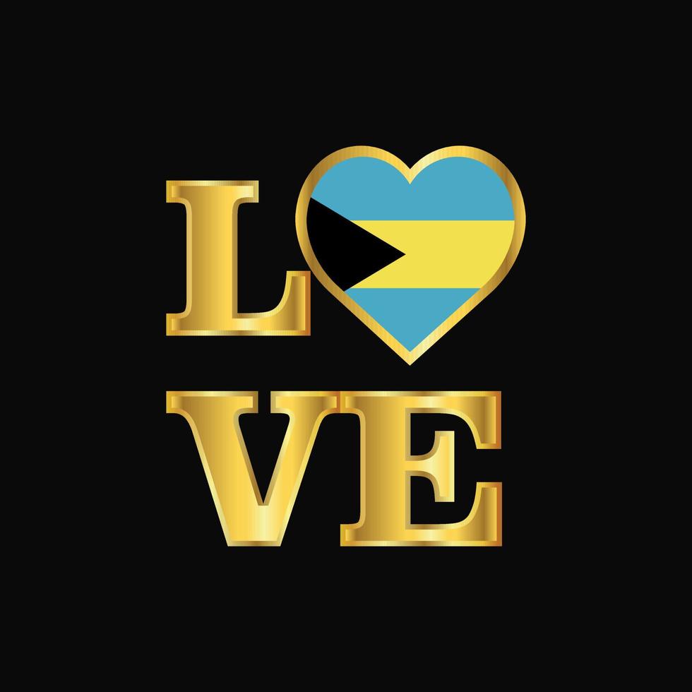 Love typography Bahamas flag design vector Gold lettering