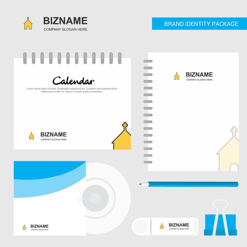Church Logo Calendar Template CD Cover Diary and USB Brand Stationary Package Design Vector Template