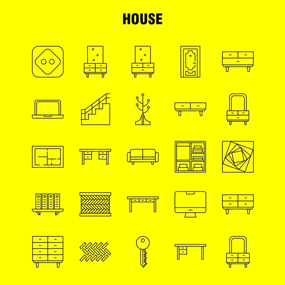 House Line Icon for Web Print and Mobile UXUI Kit Such as Couch Furniture Sofa Interior Chest Drawer Furniture Keep Pictogram Pack Vector