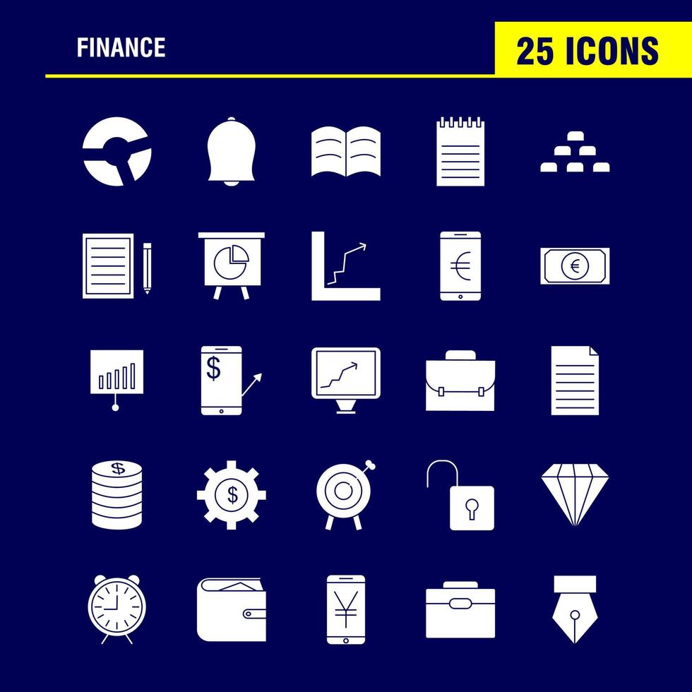 Finance Solid Glyph Icons Set For Infographics Mobile UXUI Kit And Print Design Include Dollar Money Note Rupees Divide Math Plus Minus Collection Modern Infographic Logo and Pictogram vector