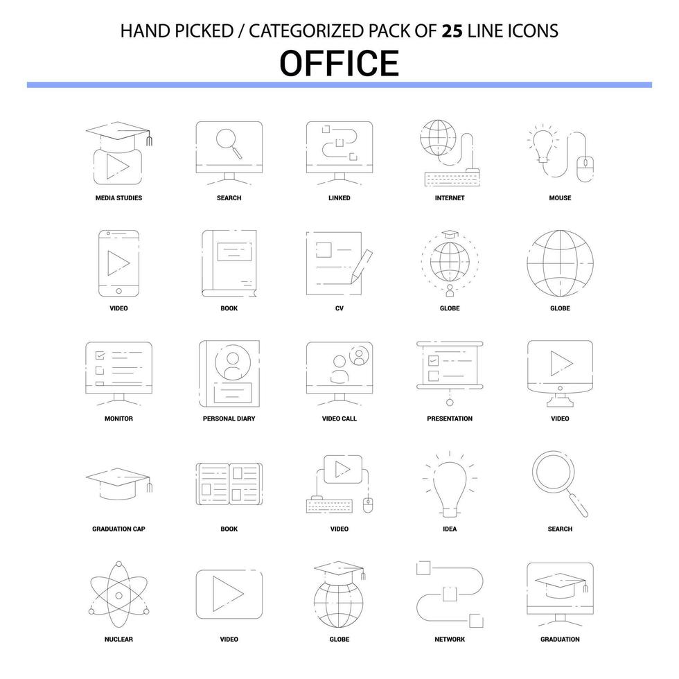 Office Flat Line Icon Set Business Concept Icons Design vector