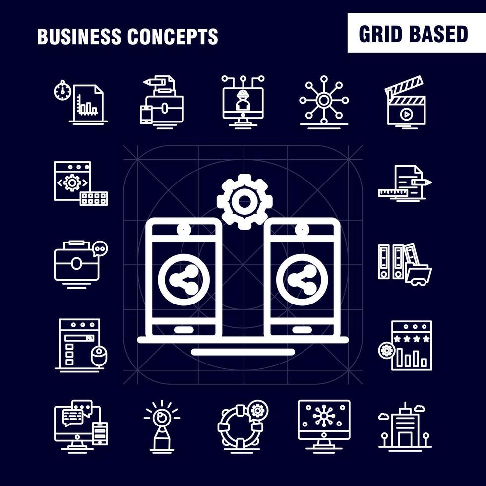 Business Concepts Line Icons Set For Infographics Mobile UXUI Kit And Print Design Include Scale Vector Compass Education Monitor Computer Avatar Share Collection Modern Infographic Logo a