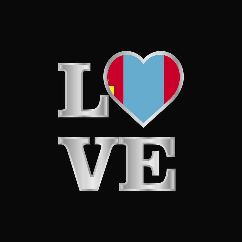 Love typography Mongolia flag design vector beautiful lettering