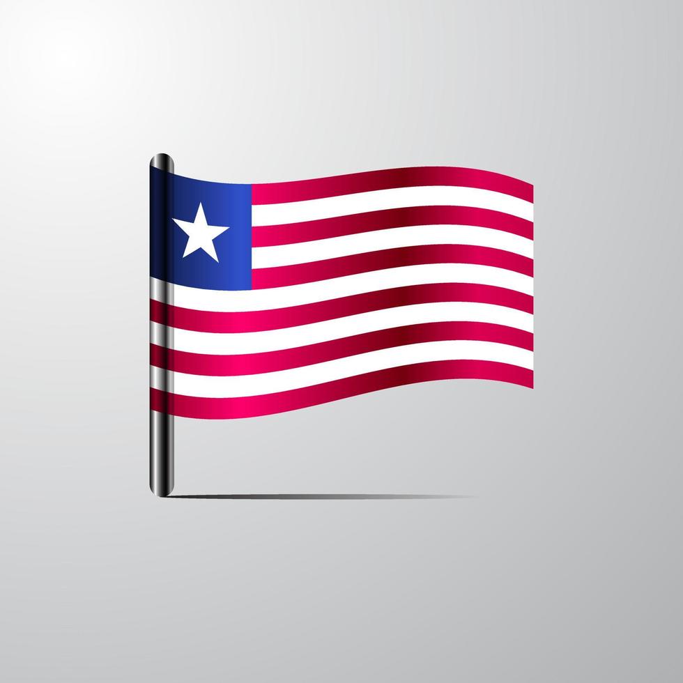 Liberia waving Shiny Flag design vector