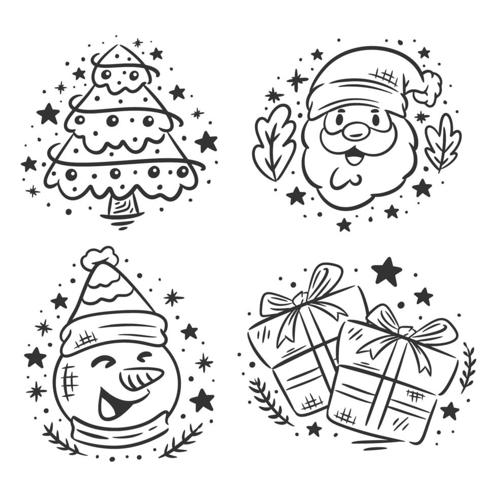 Christmas element set hand drawn coloring 14029480 Vector Art at Vecteezy