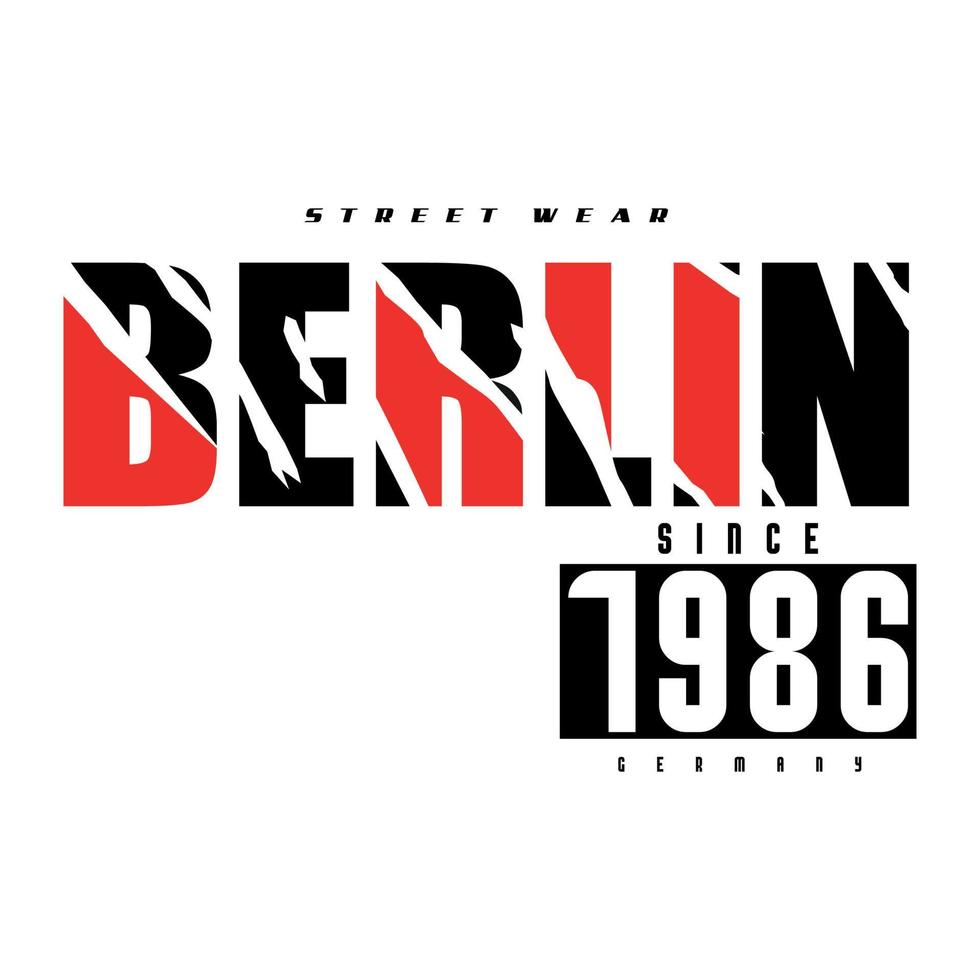 ilustración de vector de impresión de camiseta de diseño de tipografía de berlín