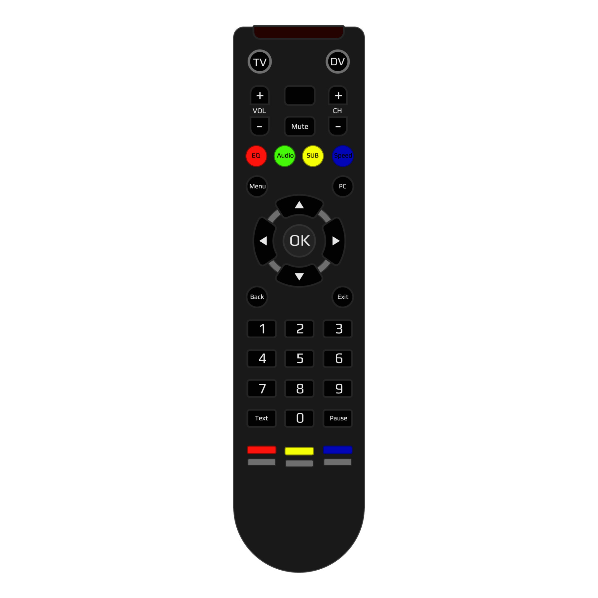 Realistic tv remote control isolated on white. Remote control with