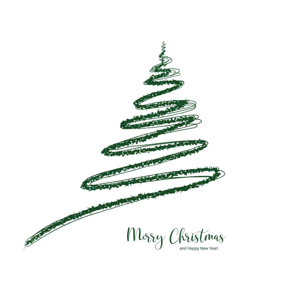 Hand drawn christmas tree on white background vector