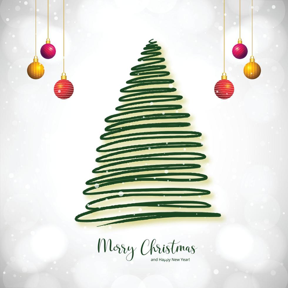 Hand drawn christmas tree on white background vector