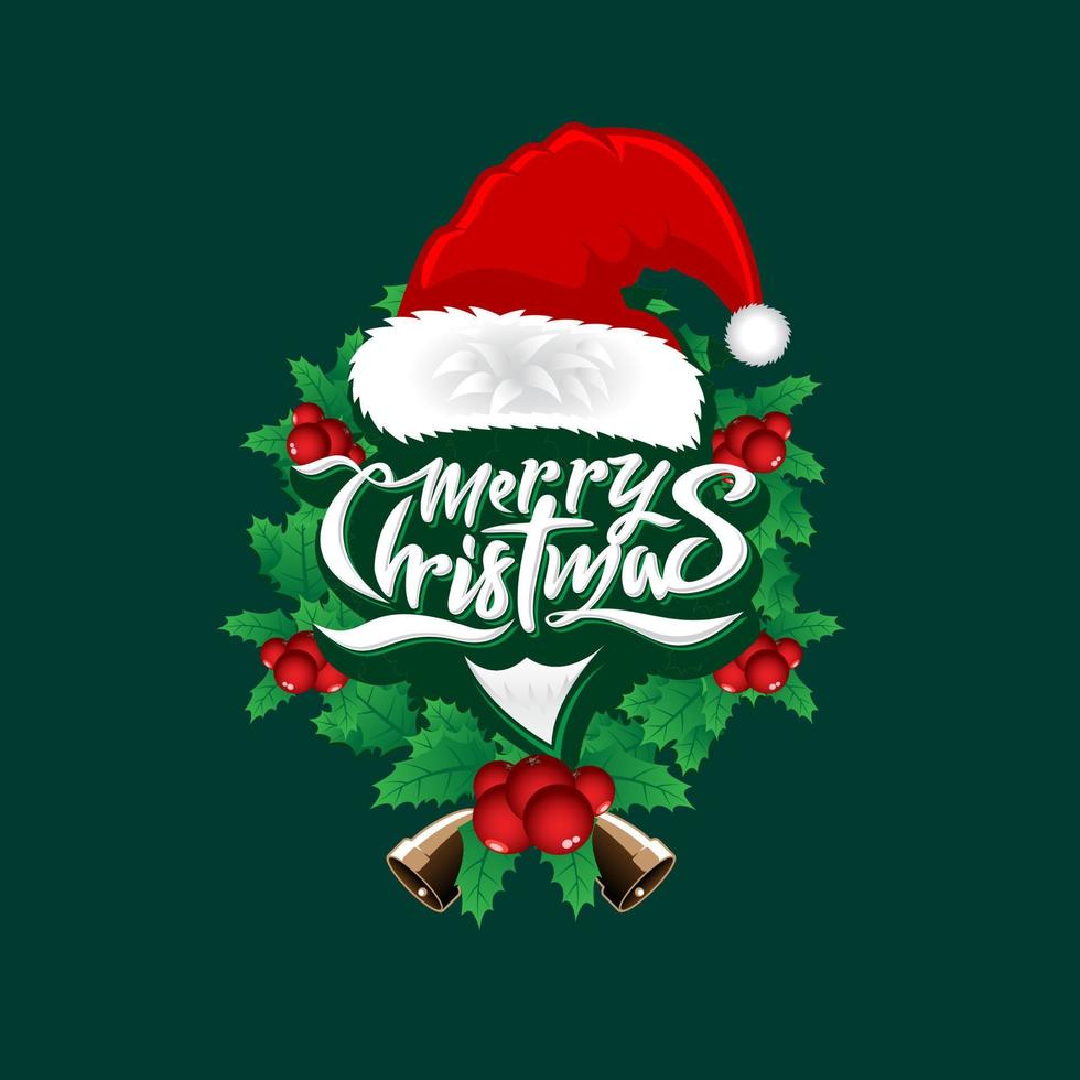 Christmas wordmark Santa face concept vector