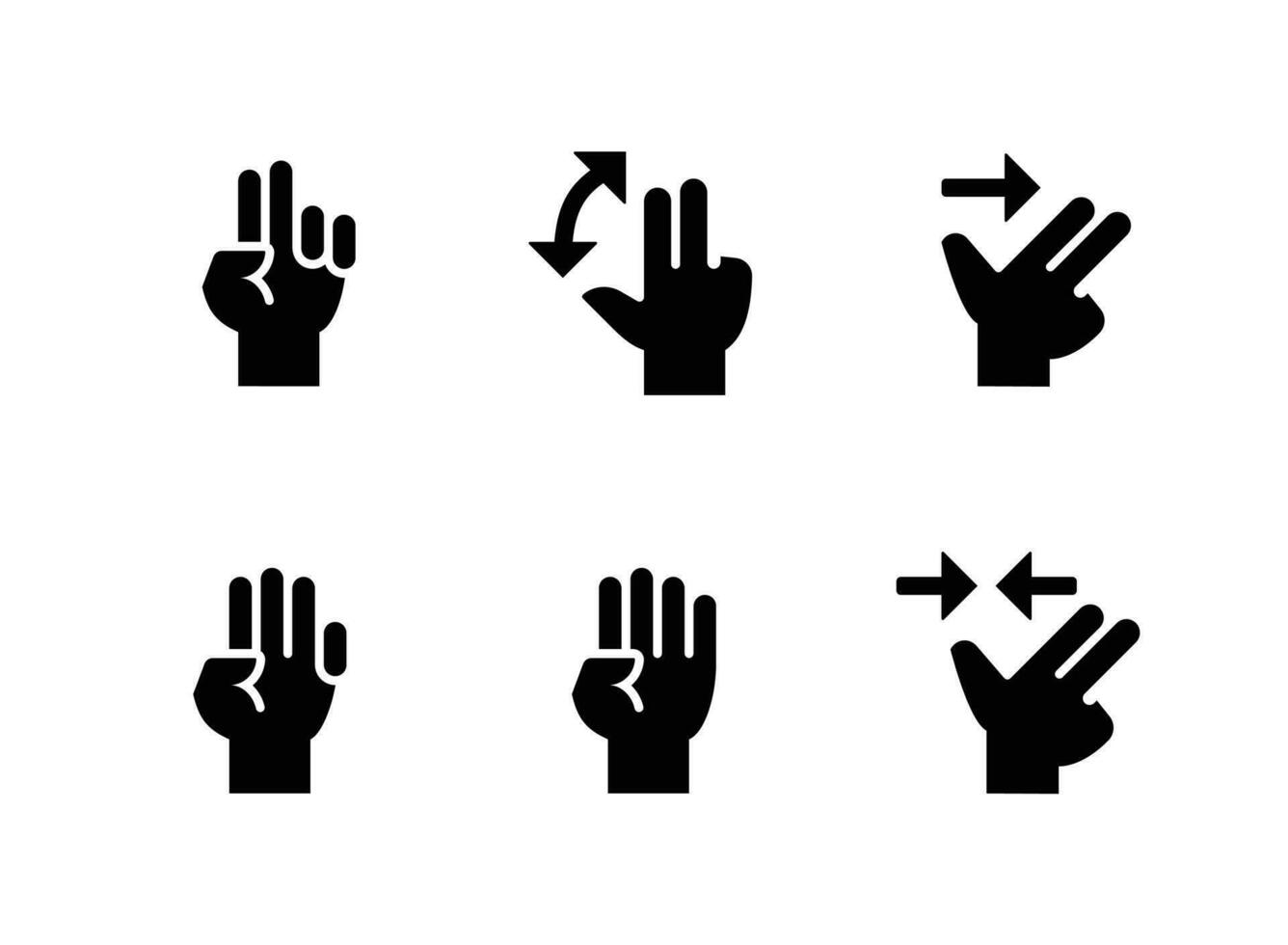 Simple Set of Hand Gestures Related Vector Solid Icons