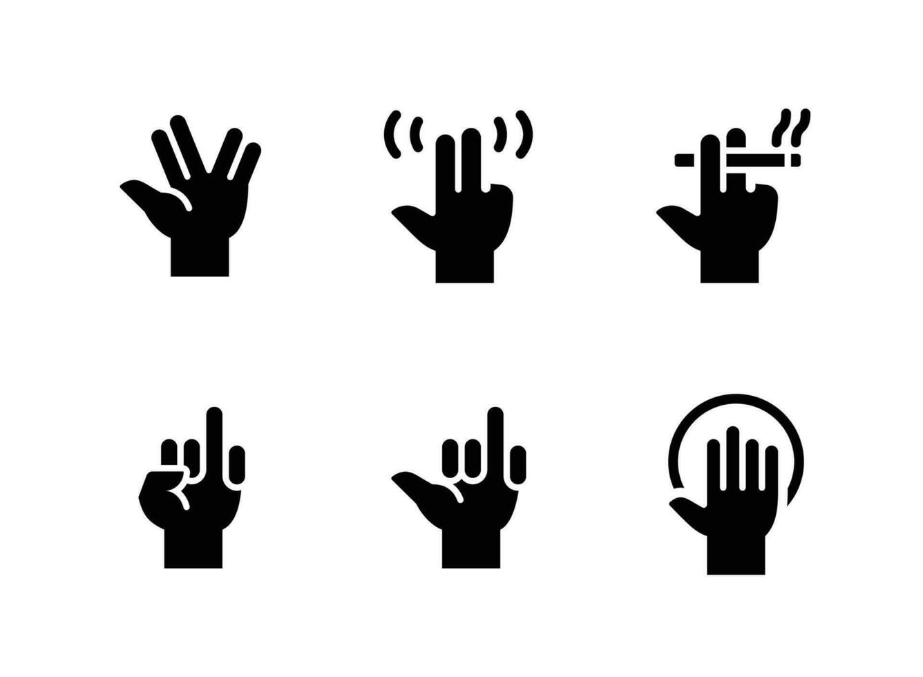 Simple Set of Hand Gestures Related Vector Solid Icons