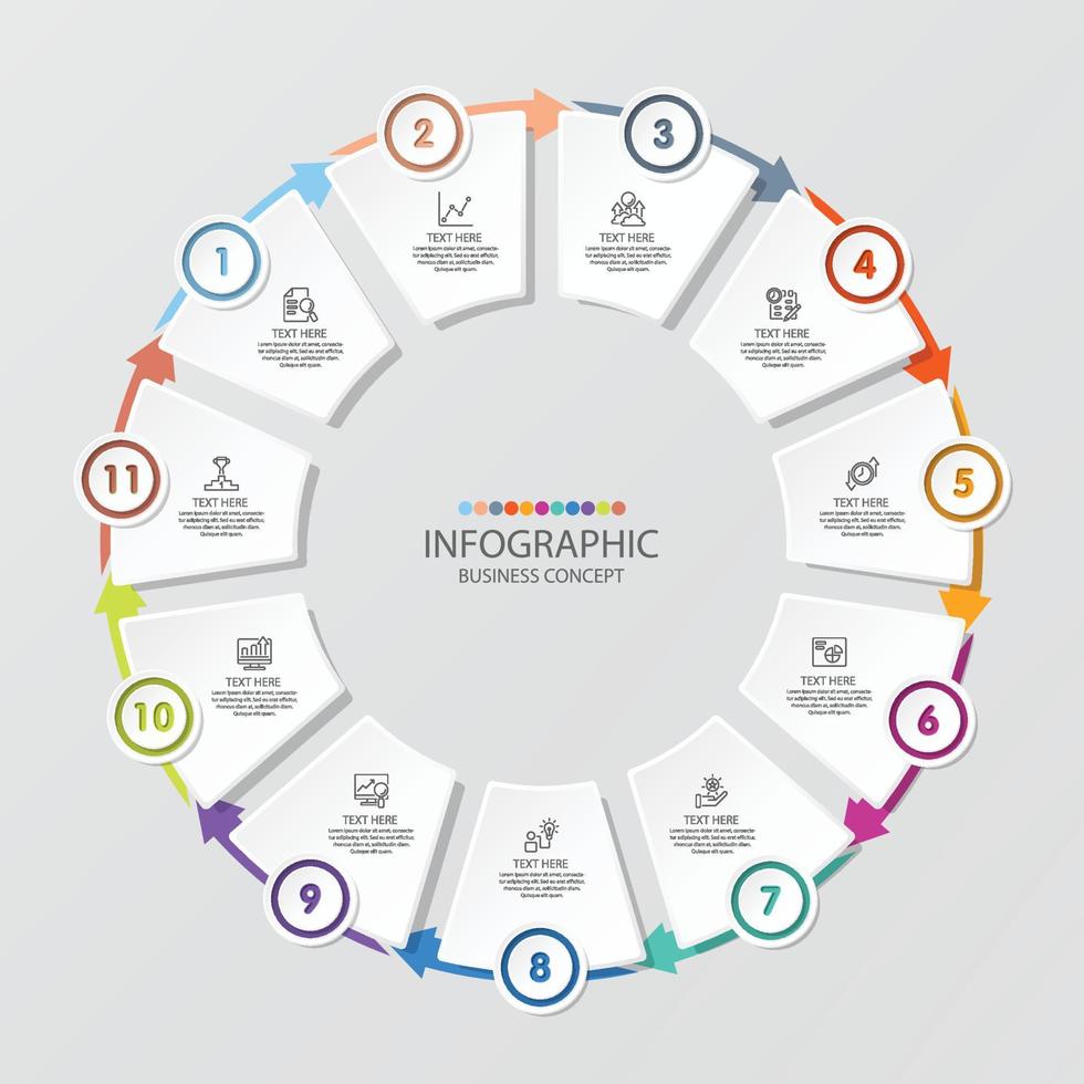 infografía circular básica con 11 pasos, procesos u opciones. vector