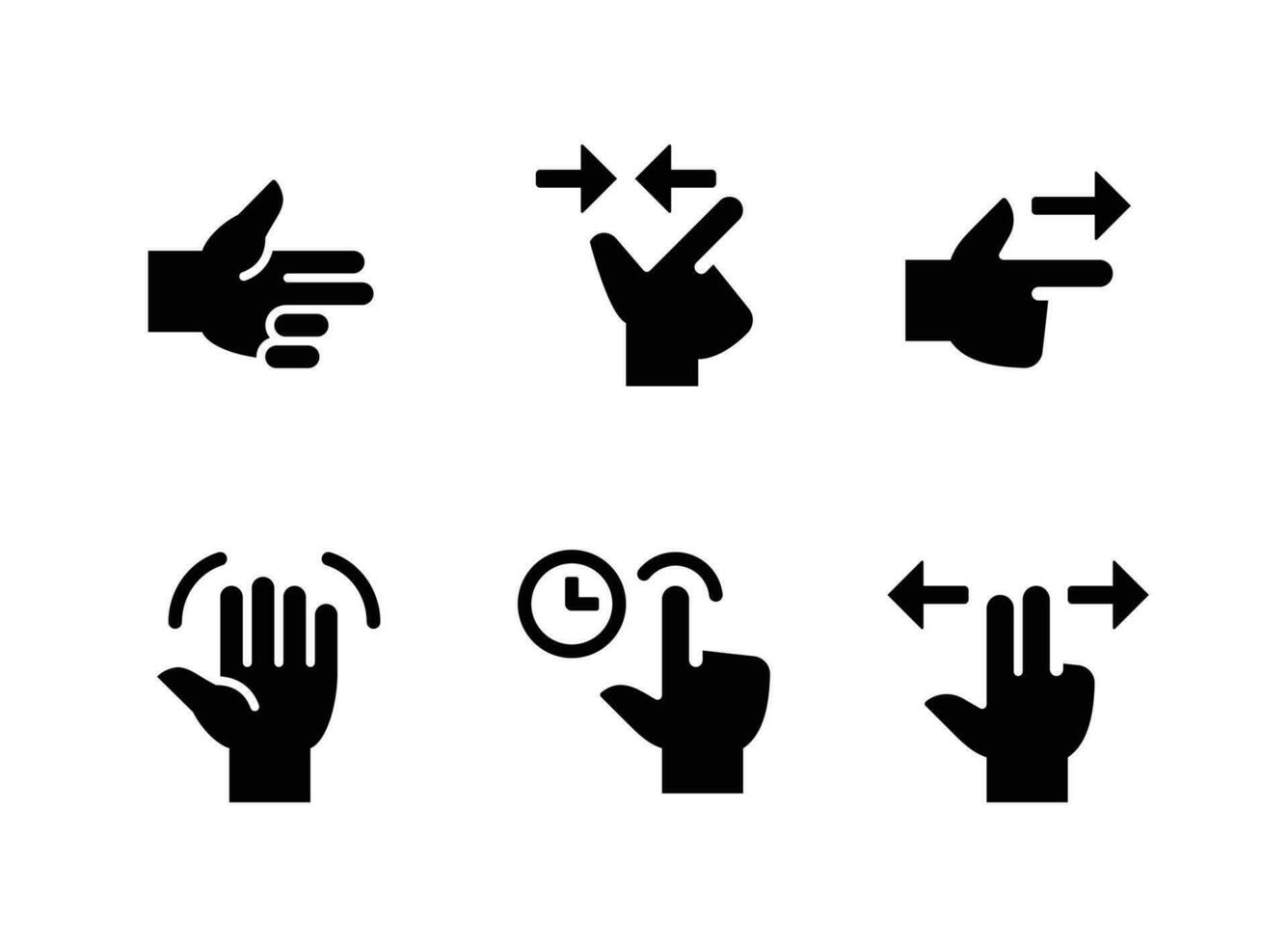 conjunto simple de iconos sólidos vectoriales relacionados con gestos manuales vector