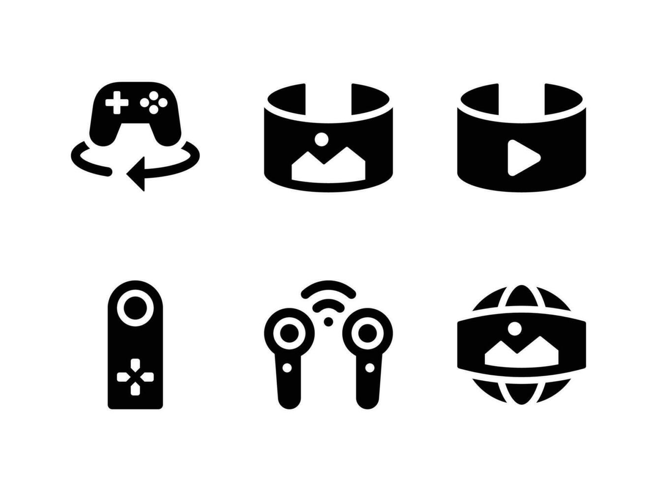 conjunto simple de iconos de línea de vector relacionados con la realidad virtual