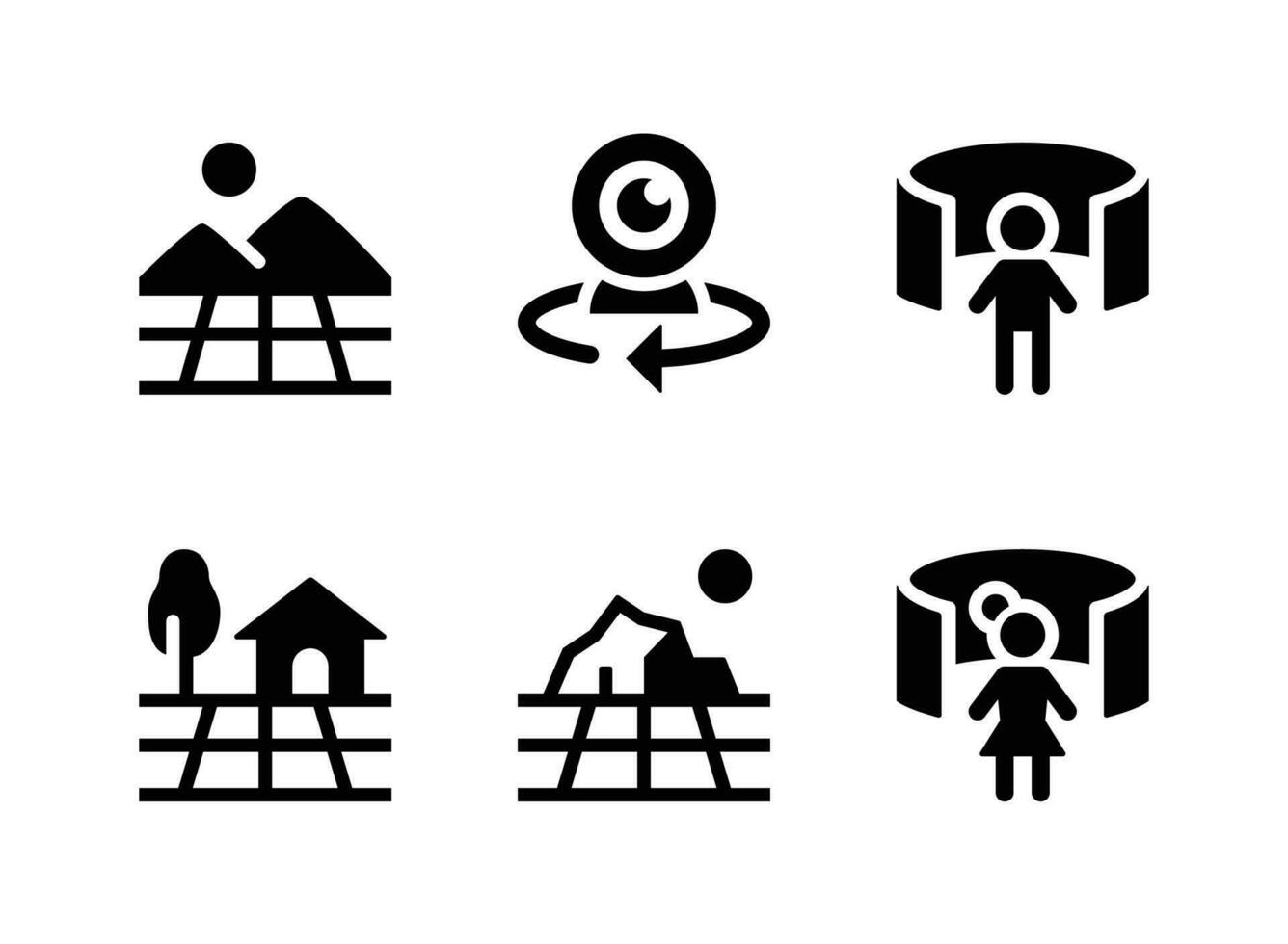 Simple Set of Virtual Reality Related Vector Line Icons
