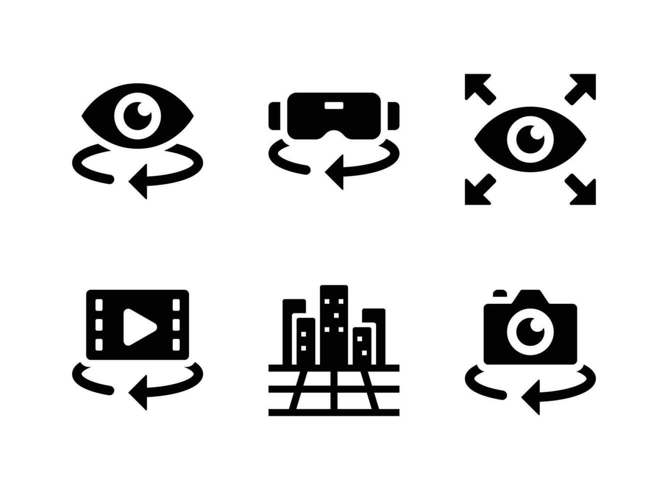 Simple Set of Virtual Reality Related Vector Line Icons