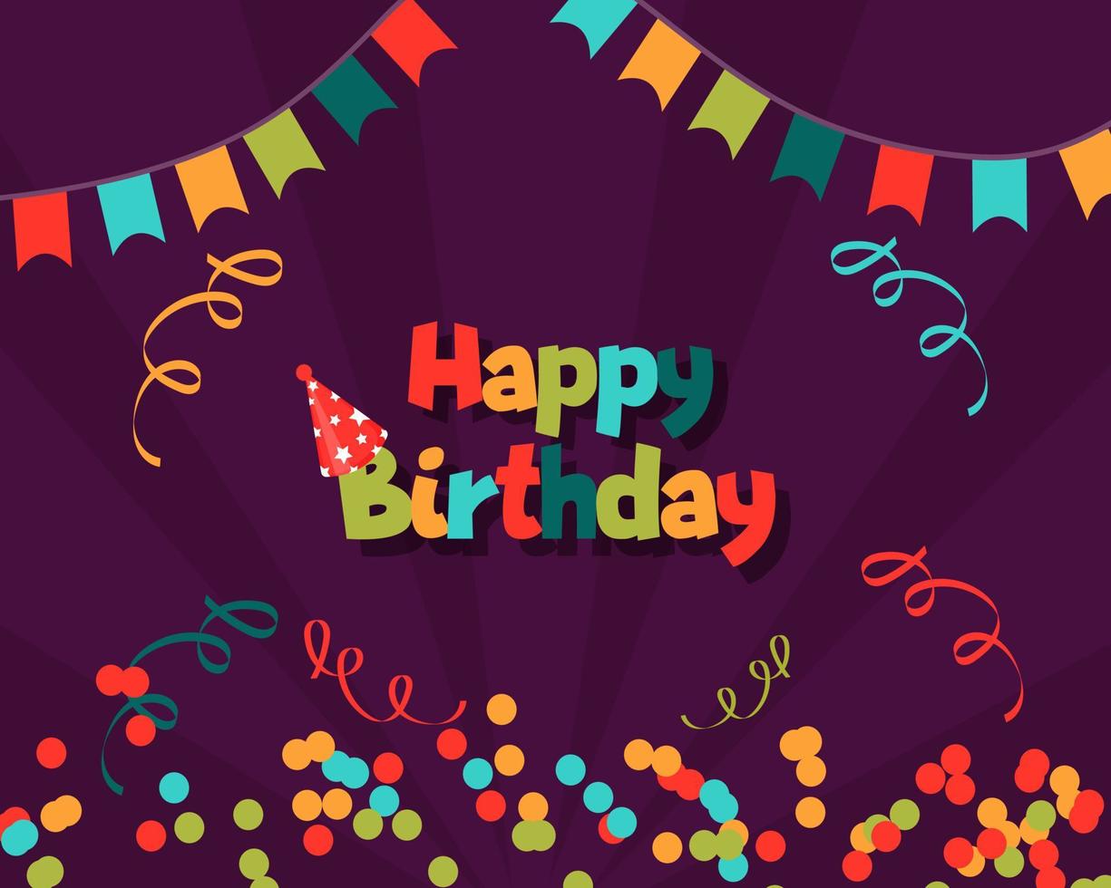 Happy birthday background with serpentine. Pro Vector. vector