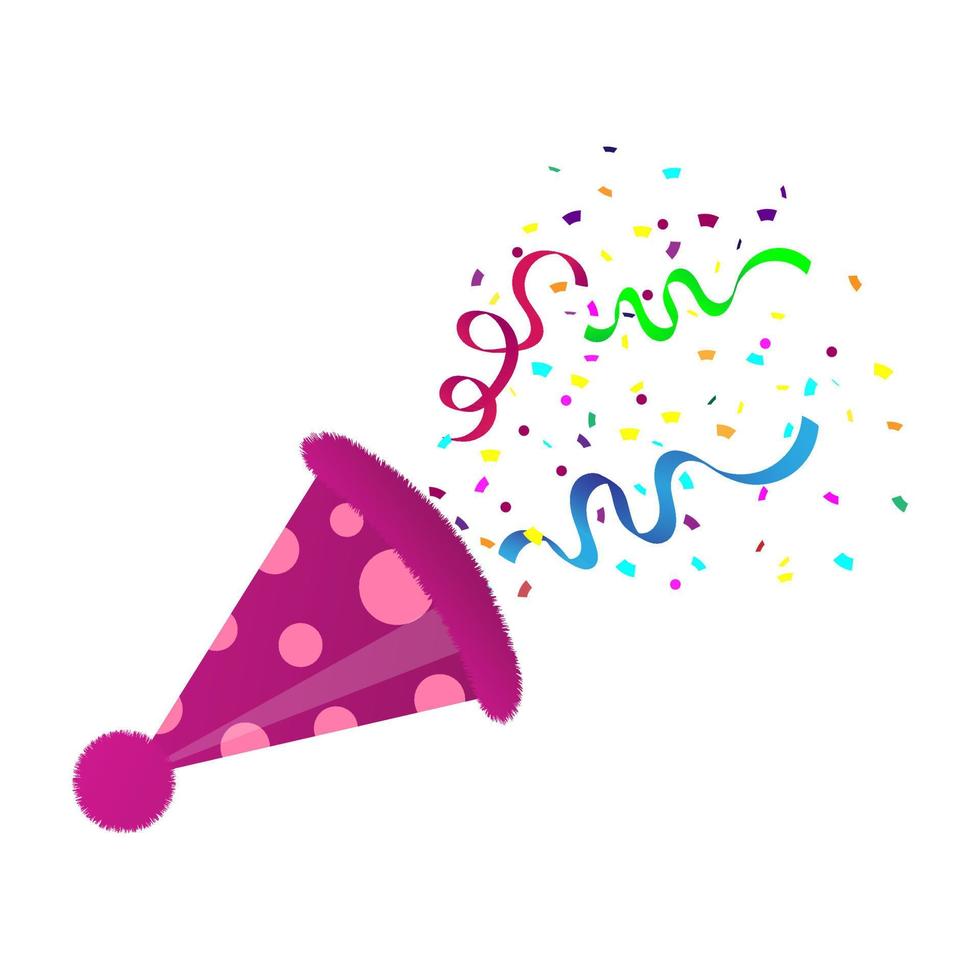 Party cap with confetti. For birthday. Pro Vector. vector