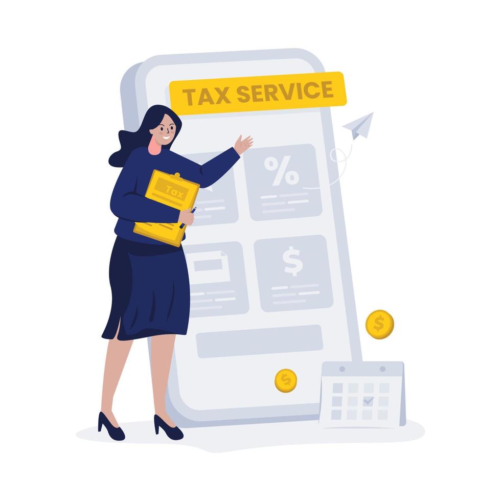 Tax service application flat illustration vector