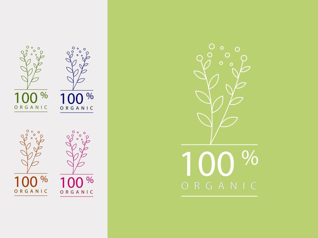 Organic label with floral vector in various suitable color