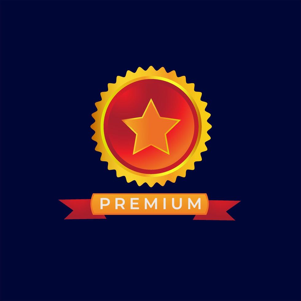 medalla de oro de primera calidad, etiqueta de lujo. diseño de etiqueta premium dorada. etiqueta de diamante rojo con estrella vector