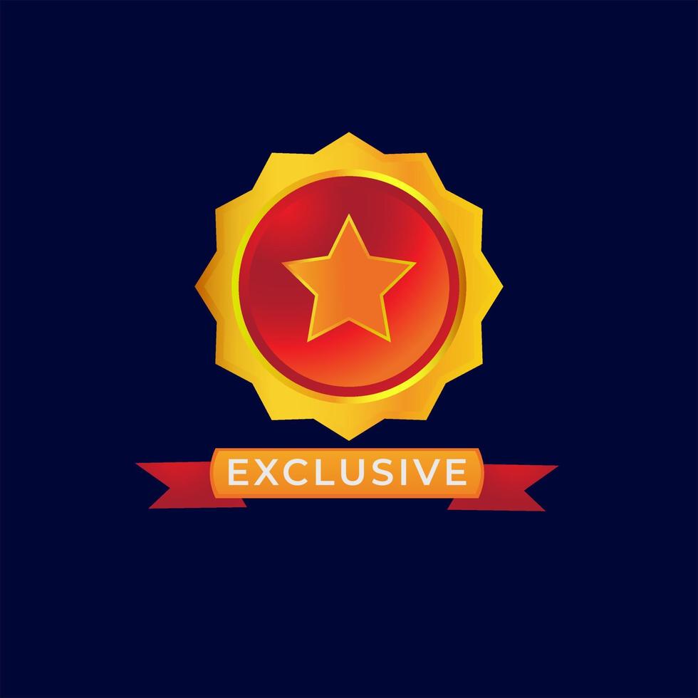 Exclusive Golden Medal, luxury label. Golden genuine label design. Red diamond label with star. Premium Label against exclusive background vector