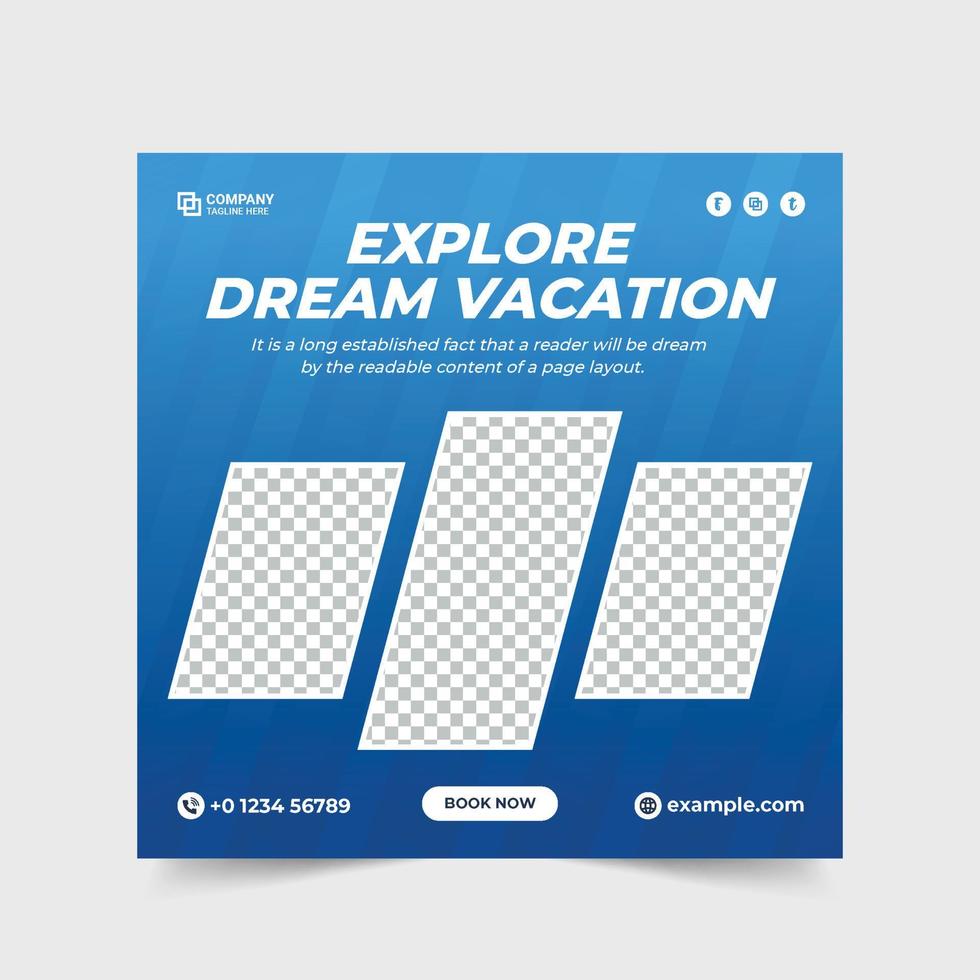 Hiking and touring agency promotion banner. Travel agency promotion social media post. Tour service template. Travel agency advertising banner. Tour and journey social media template. vector