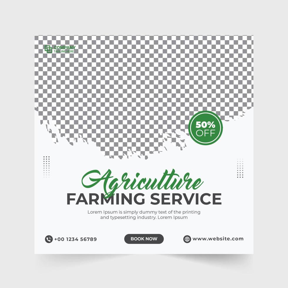 Agro farm service social media banner. Agricultural service banner. Agriculture farming service. Farming service flyer. Organic agriculture farm social media post. Organic farming banner. vector