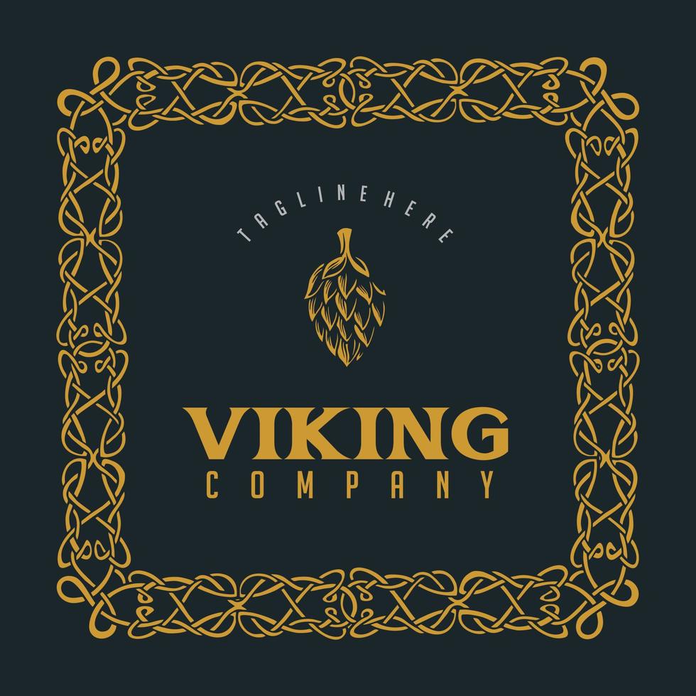 Viking border vintage ornament illustration vector