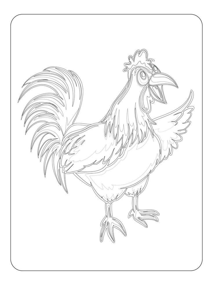 Rooster Coloring page for kids vector