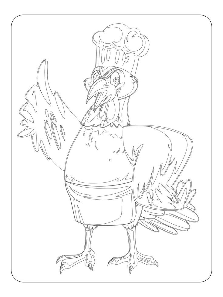 Rooster Coloring page for kids vector