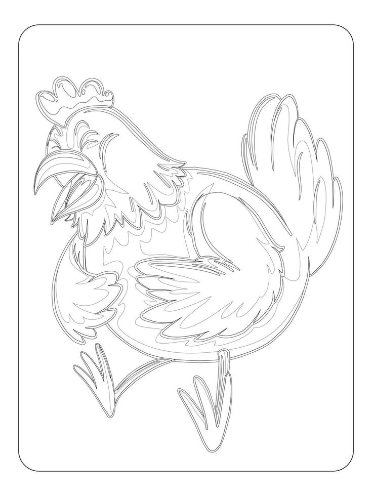 página para colorear de gallo para niños vector