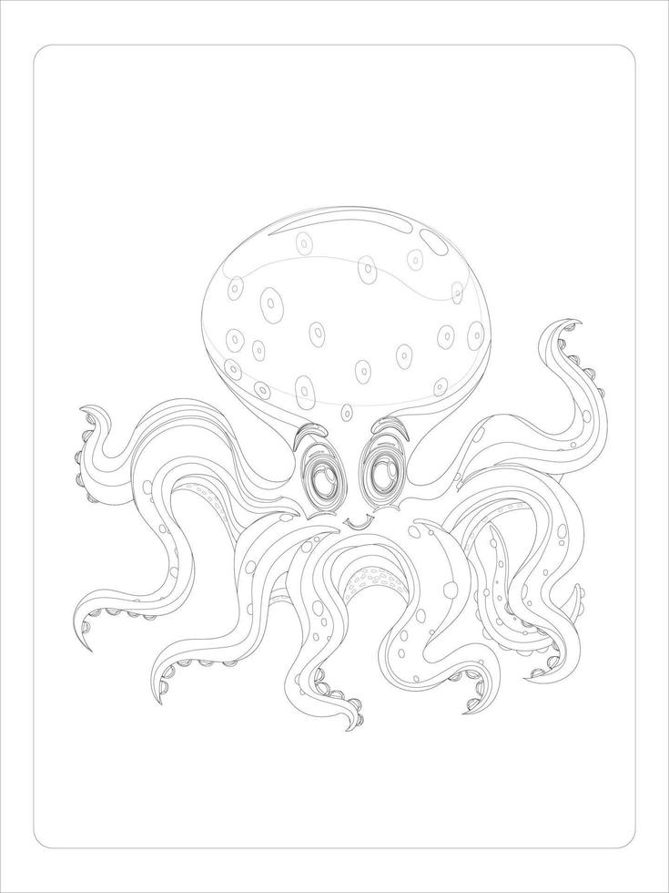 Sea Animals Coloring Page vector