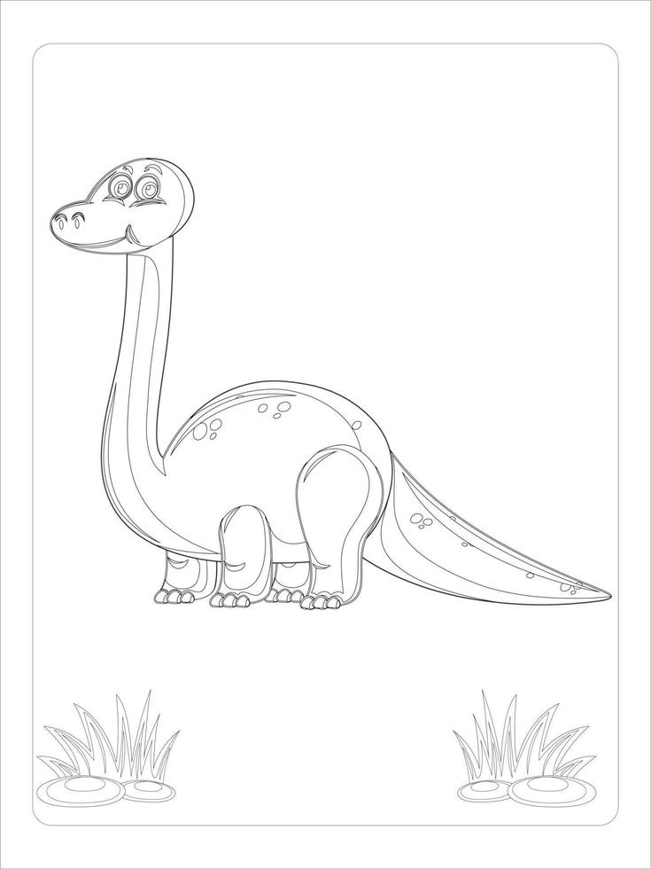 página para colorear de dibujos animados de dinosaurios para niños 14029891  Vector en Vecteezy