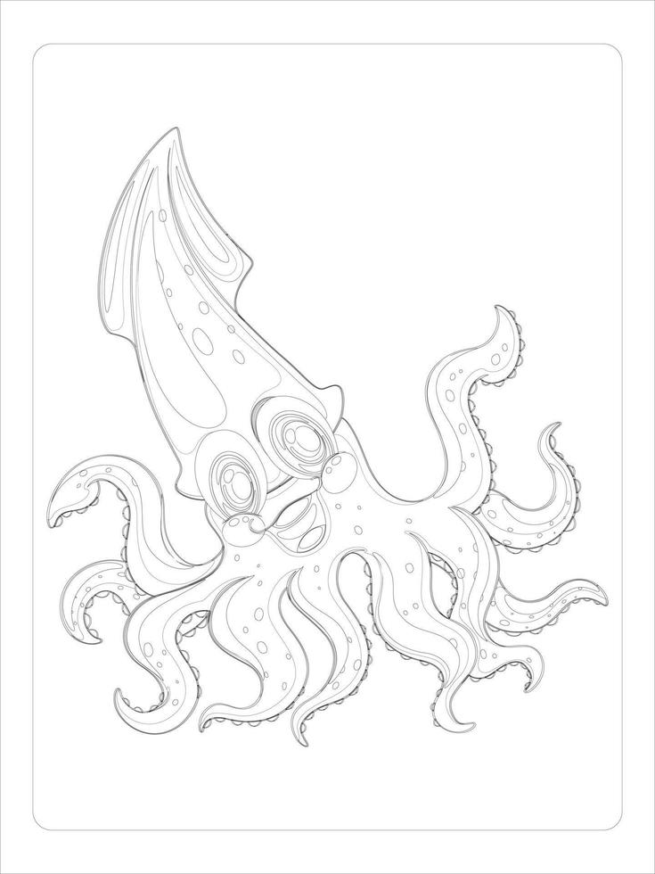 Sea Animals Coloring Page vector