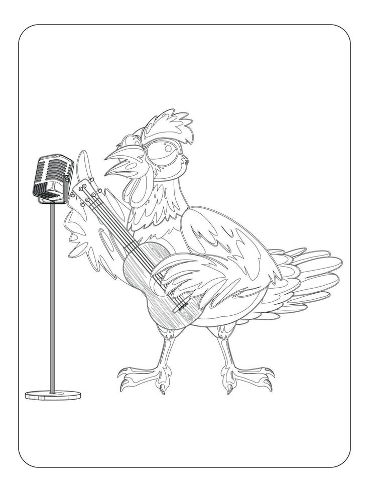 Rooster Coloring page for kids vector