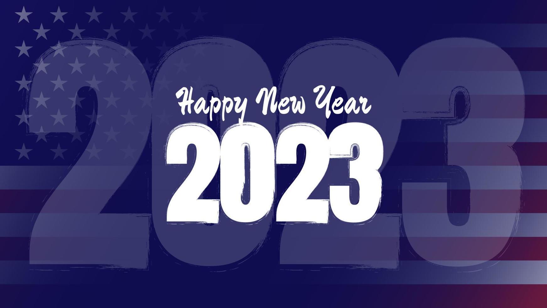 Happy New Year 2023 with United State flag background. Suitable for banner, poster, greeting card, etc vector