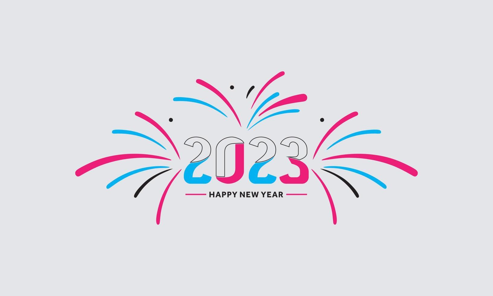 2023 HAPPY NEW YEAR script text hand lettering. Design template Celebration typography poster, banner or greeting card for Merry Christmas and happy new year. vector