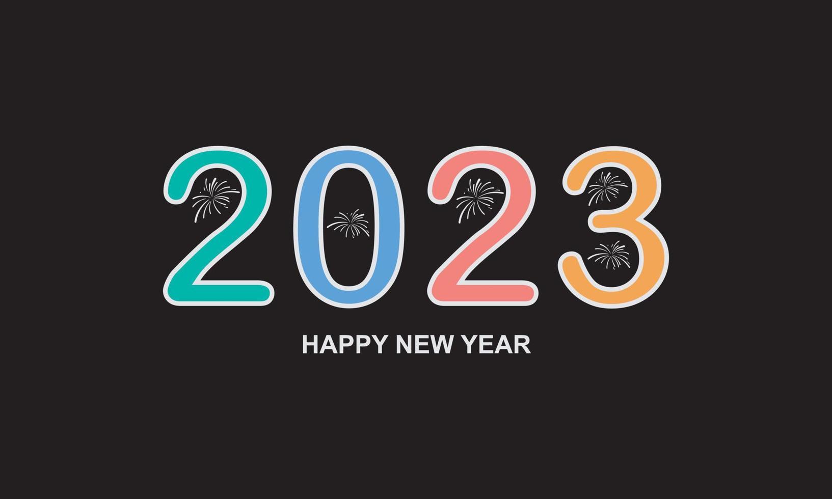 2023 feliz año nuevo guión texto letras a mano. cartel de tipografía de celebración de plantilla de diseño, pancarta o tarjeta de felicitación para feliz navidad y feliz año nuevo. vector