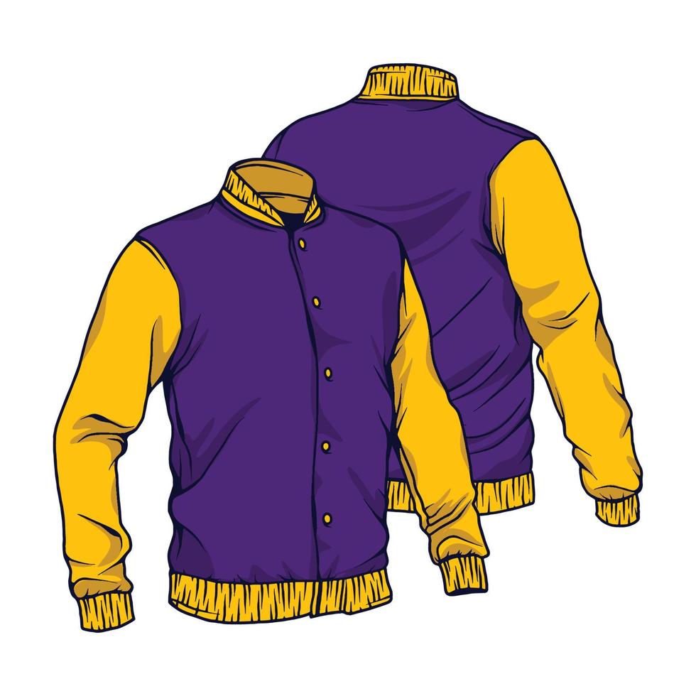 ilustración de maqueta de chaqueta y chaqueta de bombardero de camiseta simple en estilo vectorial vector