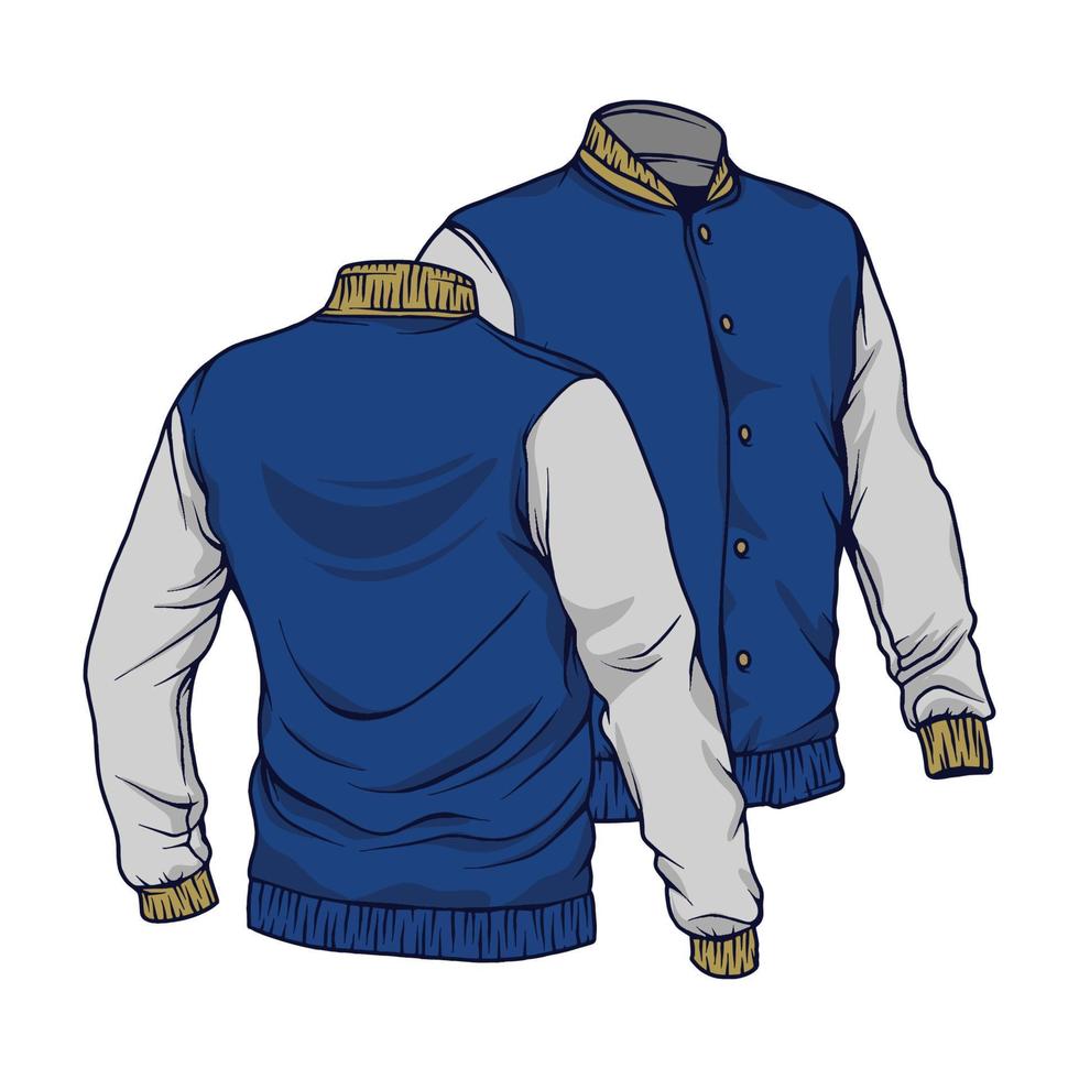 Jacket and plain t shirt bomber jacket mock up illustration in vector style