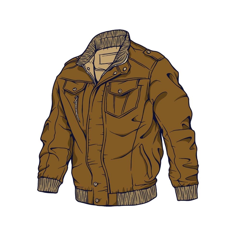 Jacket and plain t shirt bomber jacket mock up illustration in vector style