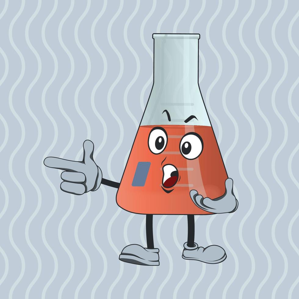 personaje de dibujos animados del vaso de precipitados de philip con expresión facial vector